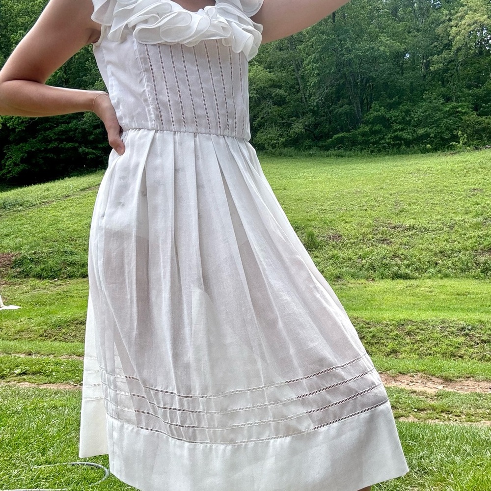 60/70s Albert Nipon Ruffled Midi, S - image 3